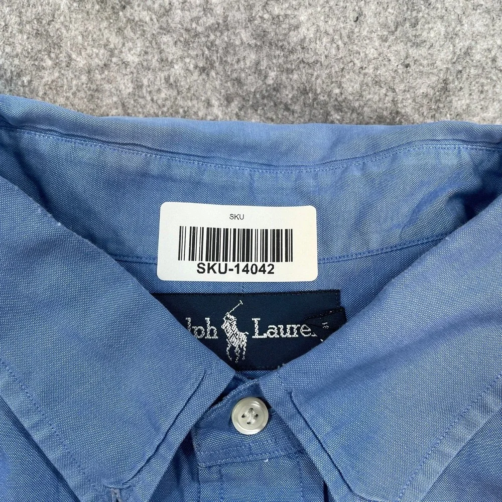 Polo Ralph Lauren Yarmouth Oxford Men Button Down Shirt 17.5-35 Blue Long Sleeve